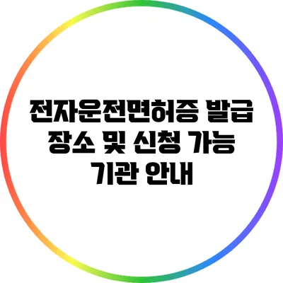 전자운전면허증 발급 장소 및 신청 가능 기관 안내