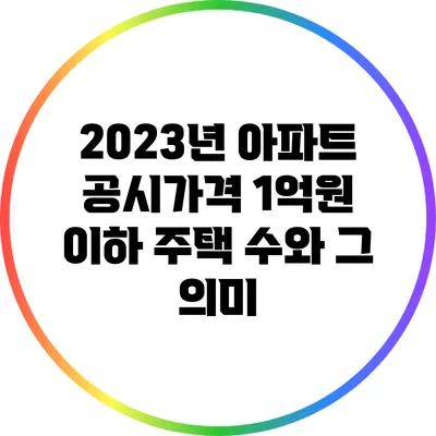 2023년 아파트 공시가격 1억원 이하 주택 수와 그 의미