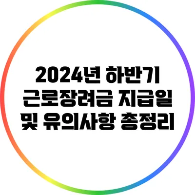 2024년 하반기 근로장려금 지급일 및 유의사항 총정리