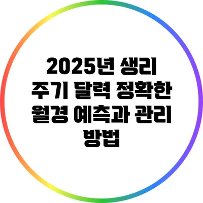 2025년 생리 주기 달력: 정확한 월경 예측과 관리 방법