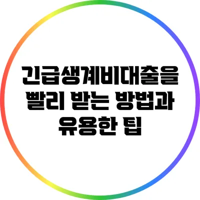 긴급생계비대출을 빨리 받는 방법과 유용한 팁