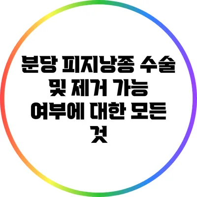 분당 피지낭종 수술 및 제거 가능 여부에 대한 모든 것