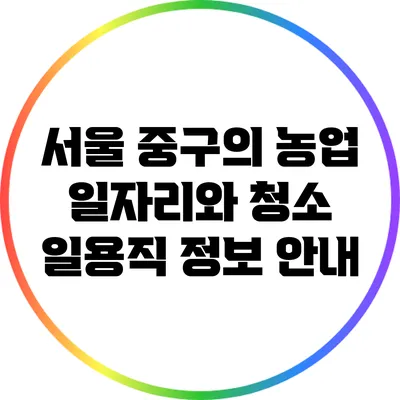 서울 중구의 농업 일자리와 청소 일용직 정보 안내