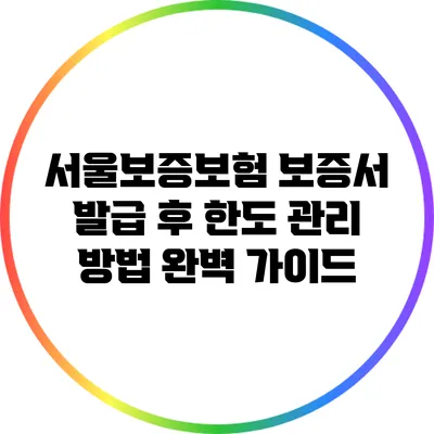 서울보증보험 보증서 발급 후 한도 관리 방법 완벽 가이드