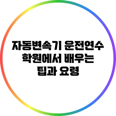 자동변속기 운전연수: 학원에서 배우는 팁과 요령