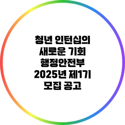청년 인턴십의 새로운 기회: 행정안전부 2025년 제1기 모집 공고