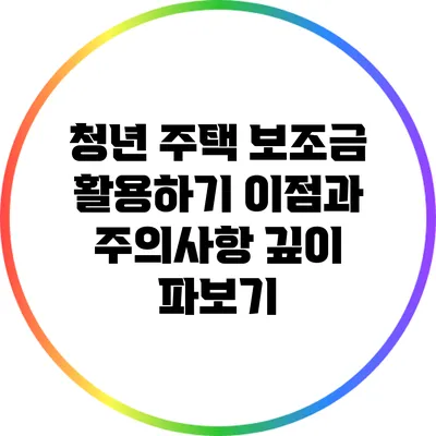 청년 주택 보조금 활용하기: 이점과 주의사항 깊이 파보기