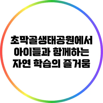 초막골생태공원에서 아이들과 함께하는 자연 학습의 즐거움