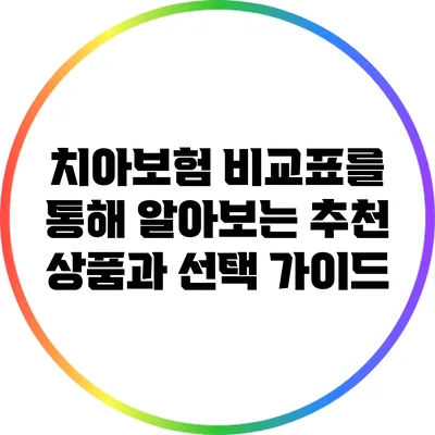치아보험 비교표를 통해 알아보는 추천 상품과 선택 가이드