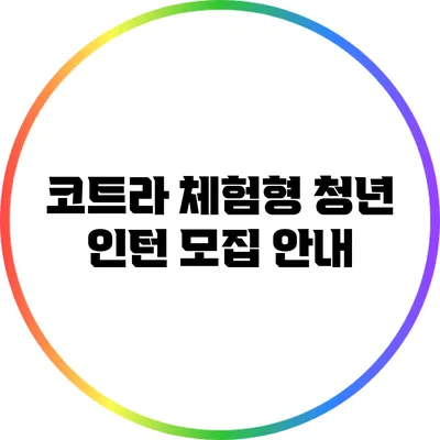 코트라 체험형 청년 인턴 모집 안내