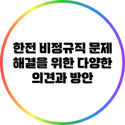 한전 비정규직 문제 해결을 위한 다양한 의견과 방안