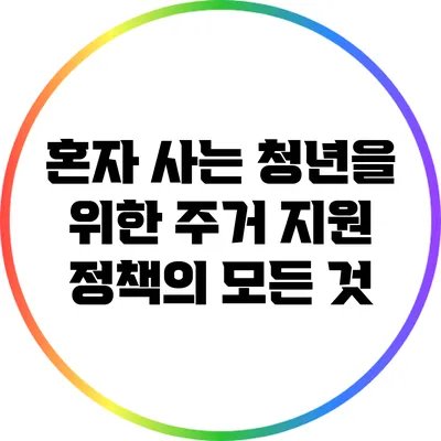 혼자 사는 청년을 위한 주거 지원 정책의 모든 것