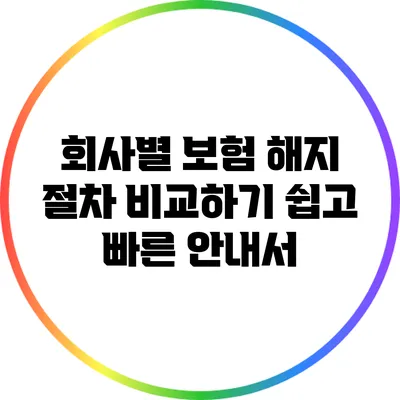 회사별 보험 해지 절차 비교하기: 쉽고 빠른 안내서