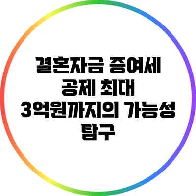 결혼자금 증여세 공제: 최대 3억원까지의 가능성 탐구