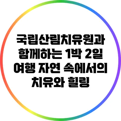 국립산림치유원과 함께하는 1박 2일 여행: 자연 속에서의 치유와 힐링