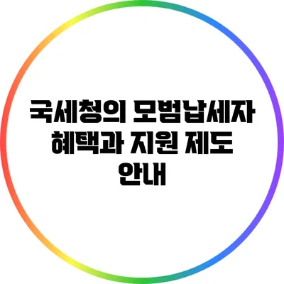 국세청의 모범납세자 혜택과 지원 제도 안내