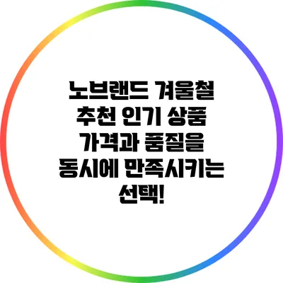 노브랜드 겨울철 추천 인기 상품: 가격과 품질을 동시에 만족시키는 선택!