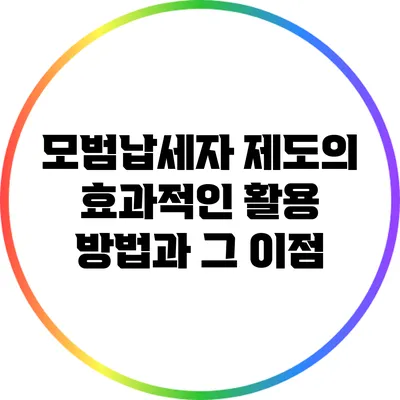 모범납세자 제도의 효과적인 활용 방법과 그 이점