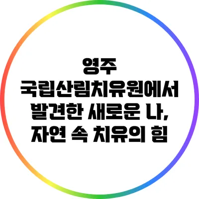 영주 국립산림치유원에서 발견한 새로운 나, 자연 속 치유의 힘