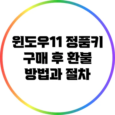 윈도우11 정품키 구매 후 환불 방법과 절차