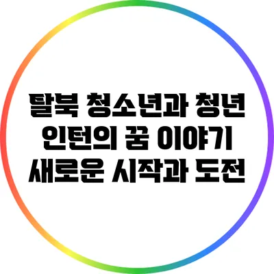 탈북 청소년과 청년 인턴의 꿈 이야기: 새로운 시작과 도전