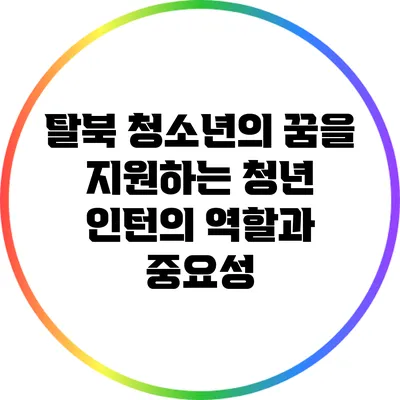탈북 청소년의 꿈을 지원하는 청년 인턴의 역할과 중요성