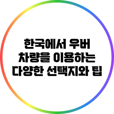 한국에서 우버 차량을 이용하는 다양한 선택지와 팁