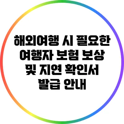 해외여행 시 필요한 여행자 보험 보상 및 지연 확인서 발급 안내