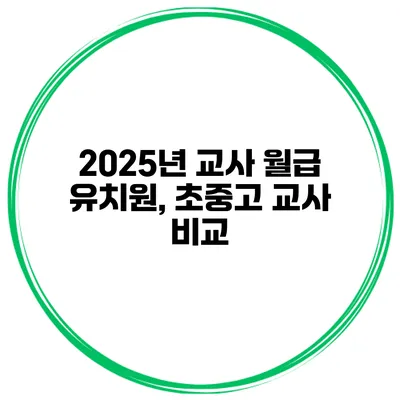 2025년 교사 월급 유치원, 초중고 교사 비교