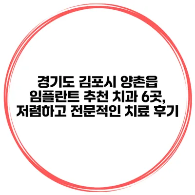 경기도 김포시 양촌읍 임플란트 추천 치과 6곳, 저렴하고 전문적인 치료 후기