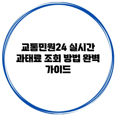 교통민원24 실시간 과태료 조회 방법 완벽 가이드