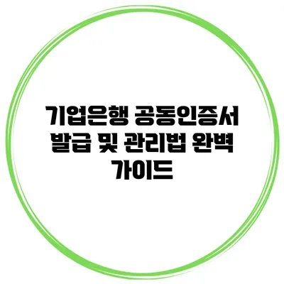 기업은행 공동인증서 발급 및 관리법 완벽 가이드