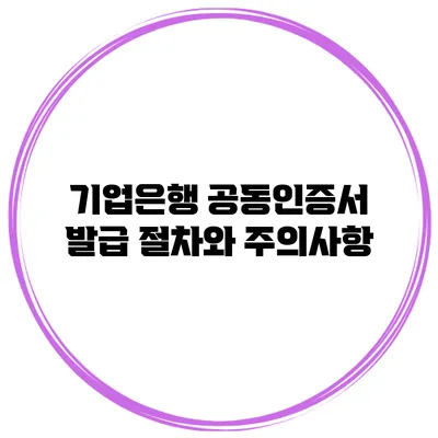 기업은행 공동인증서 발급 절차와 주의사항
