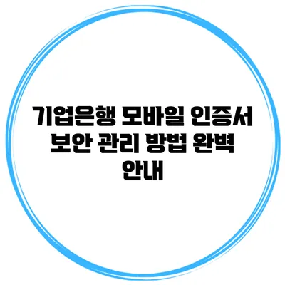기업은행 모바일 인증서 보안 관리 방법 완벽 안내