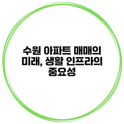 수원 아파트 매매의 미래, 생활 인프라의 중요성