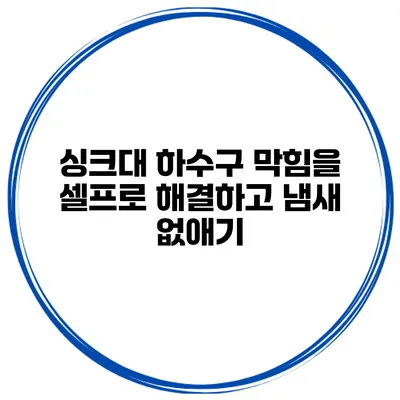싱크대 하수구 막힘을 셀프로 해결하고 냄새 없애기