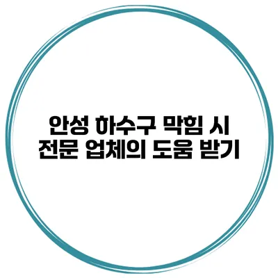 안성 하수구 막힘 시 전문 업체의 도움 받기