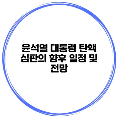 윤석열 대통령 탄핵 심판의 향후 일정 및 전망