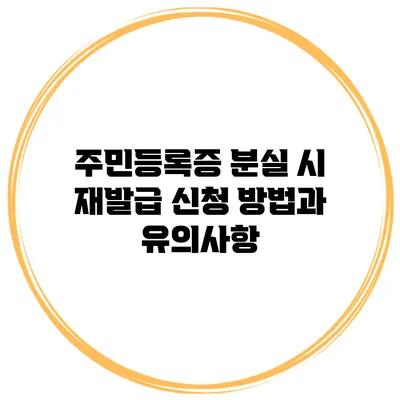 주민등록증 분실 시 재발급 신청 방법과 유의사항