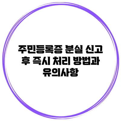 주민등록증 분실 신고 후 즉시 처리 방법과 유의사항