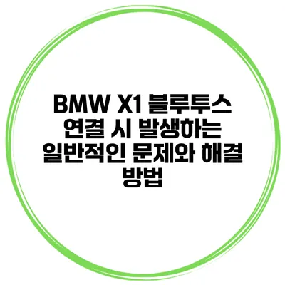 BMW X1 블루투스 연결 시 발생하는 일반적인 문제와 해결 방법