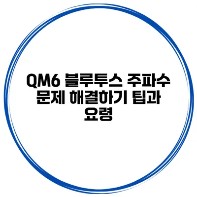 QM6 블루투스 주파수 문제 해결하기 팁과 요령
