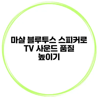 마샬 블루투스 스피커로 TV 사운드 품질 높이기