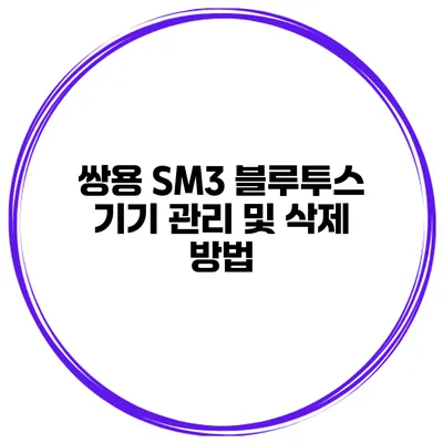 쌍용 SM3 블루투스 기기 관리 및 삭제 방법