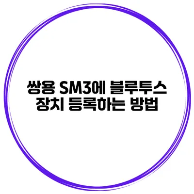 쌍용 SM3에 블루투스 장치 등록하는 방법