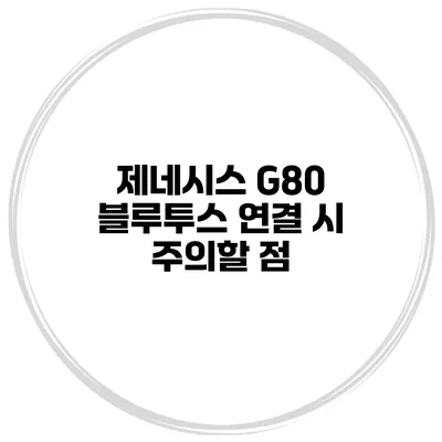 제네시스 G80 블루투스 연결 시 주의할 점